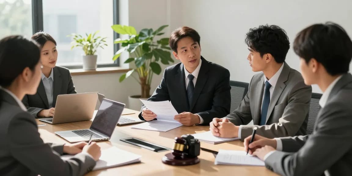 That guy consulting with legal team in sunlit office environment, showcasing professionalism and trust.