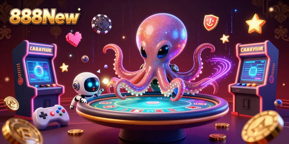 Experience exciting casino action with 888New as a sci-fi themed alien octopus plays poker.