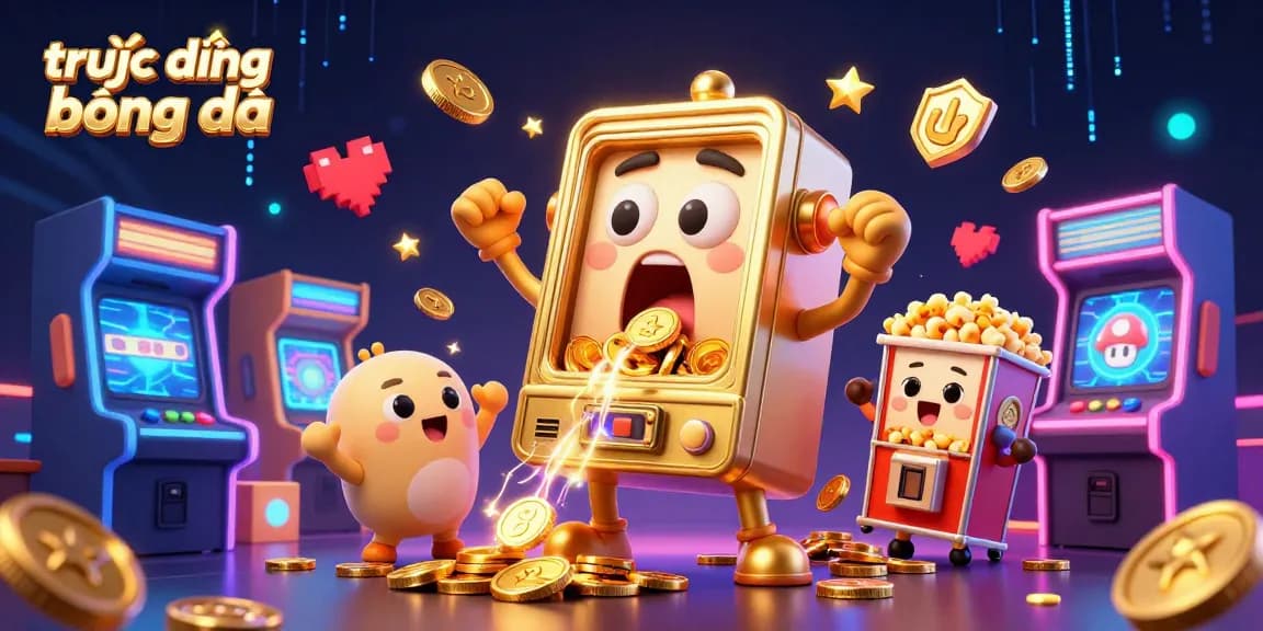 Experience direct football streaming with engaging visuals of jackpot-themed characters and arcade elements.