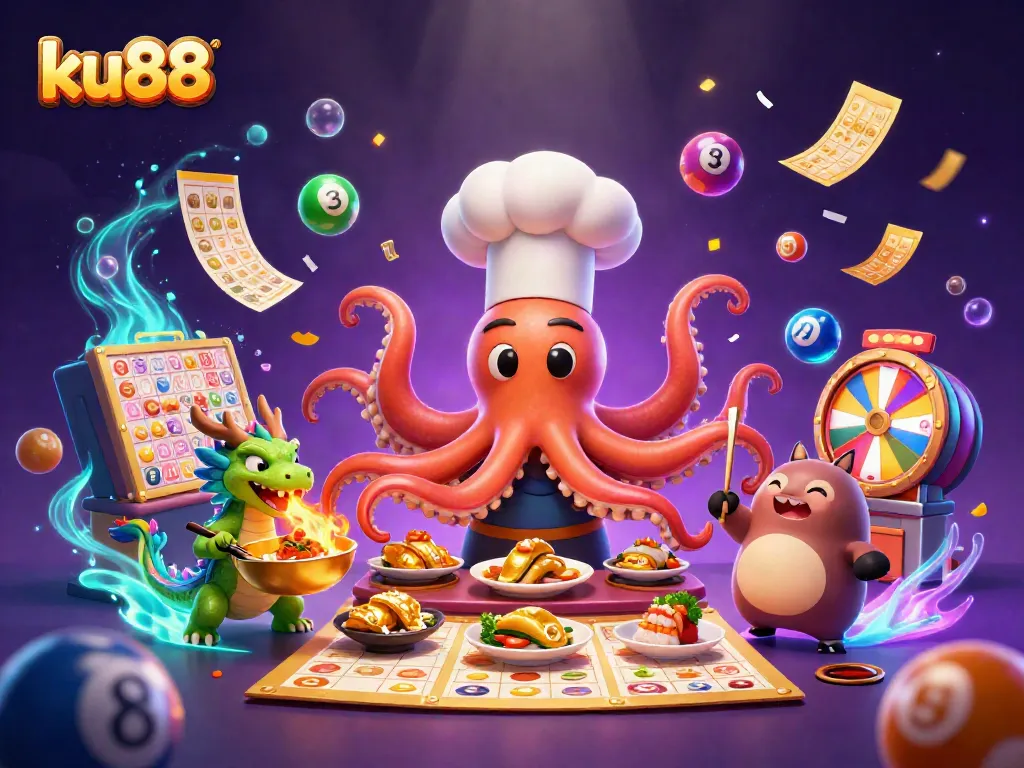 Experience the excitement of ku88 with a dynamic casino-themed scene featuring vibrant characters and game elements.