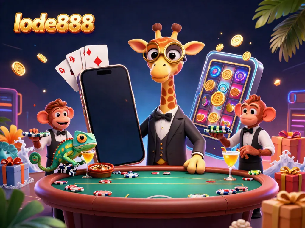 Enter the world of lode888 with vibrant characters enjoying a dynamic casino scene full of excitement.
