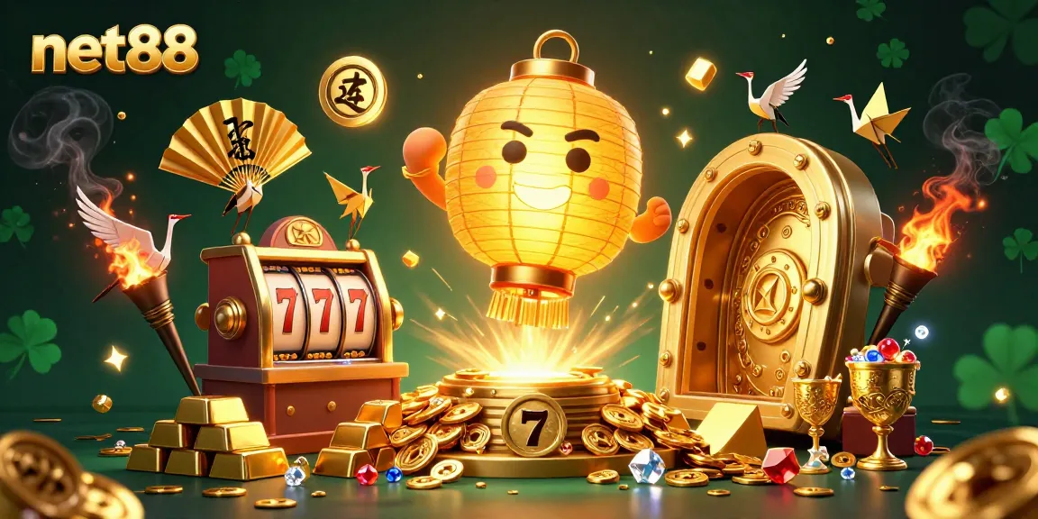 Spin to win with net88 at a vibrant casino filled with gold and luck.