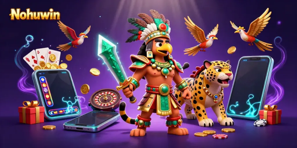 Experience dynamic gaming excitement with Nohuwin's engaging slots and vibrant characters.