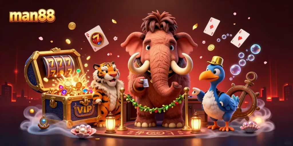 Experience thrilling casino action at man88 with vibrant characters and captivating game elements.