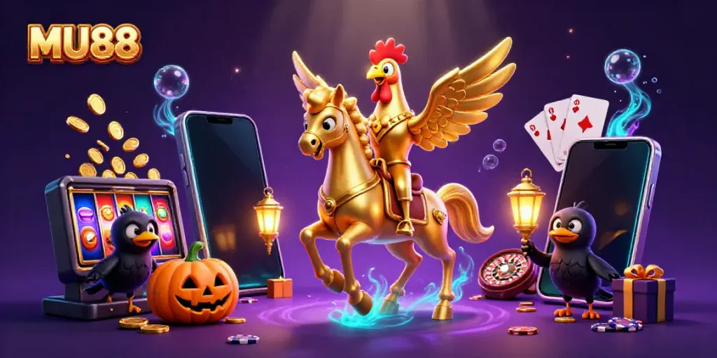 Experience MU88 in this dynamic casino scene, featuring vibrant characters and engaging game elements.