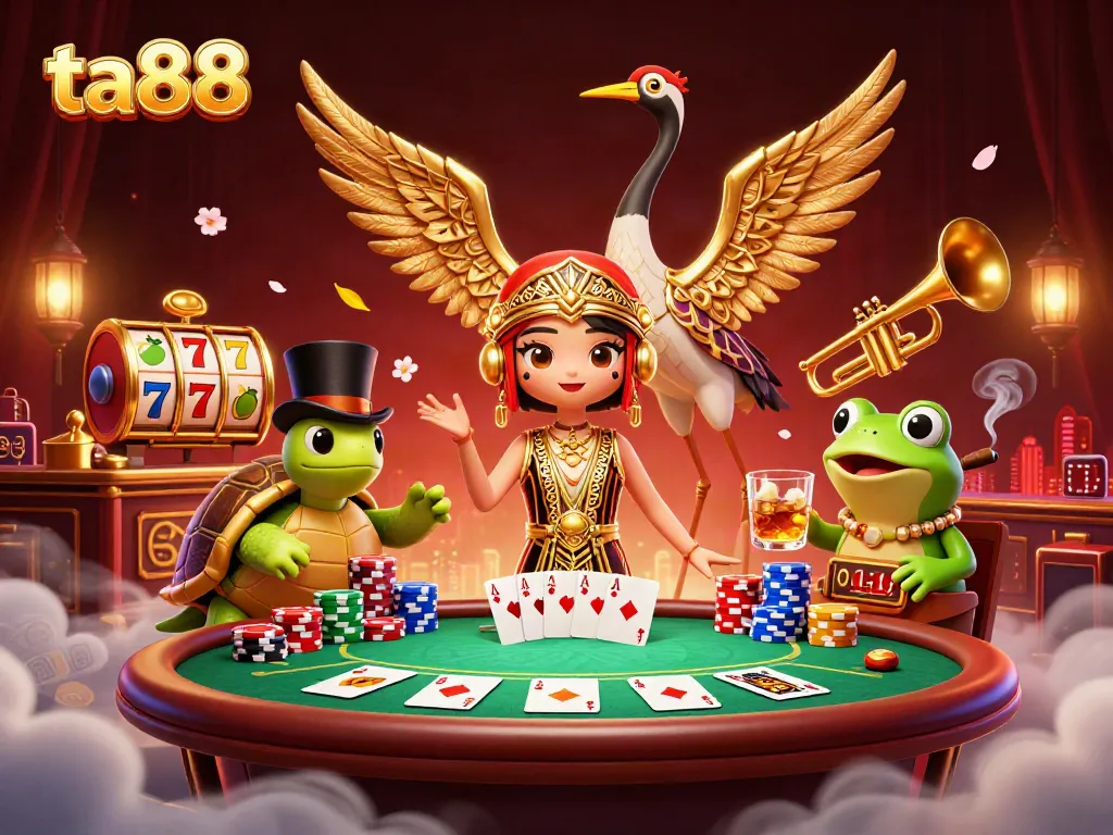 Experience ta88's exhilarating gaming with colorful slots, poker elements, and unique characters!