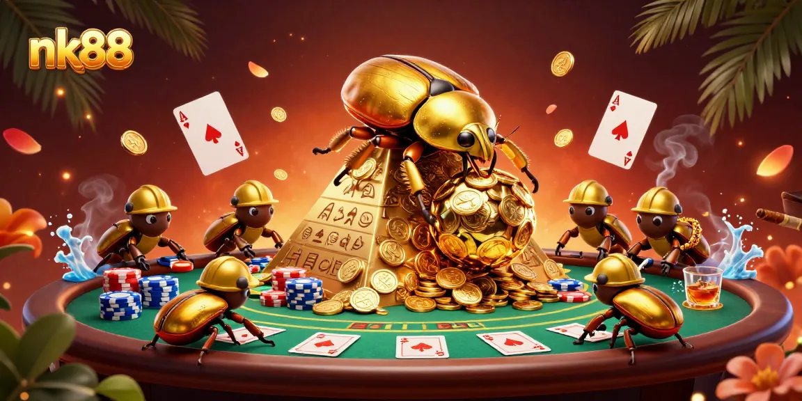 Experience the excitement of nk88 with golden competitions and vibrant casino symbols.