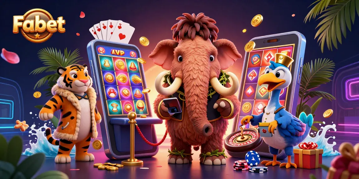 Fabet's dynamic casino scene showcasing engaging bouncer, VIP guest, and doorman.