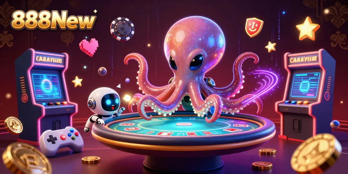 Experience exciting casino action with 888New as a sci-fi themed alien octopus plays poker.