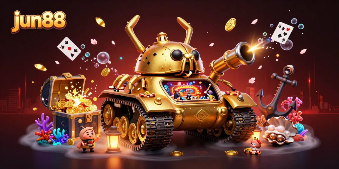 Experience thrilling gaming action with jun88 in this vibrant 3D casino illustration packed with excitement and detail.